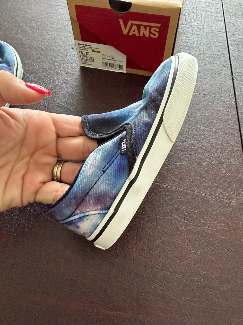 Vans Kids Slip-On Sneakers in Blue and Purple Galaxy Print Toddler Size 9